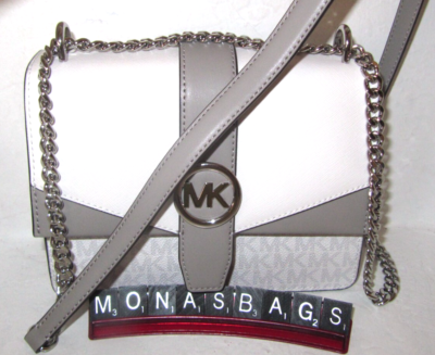 Michael Kors New Greenwich Flap Crossbody Optic White & Gray Bag