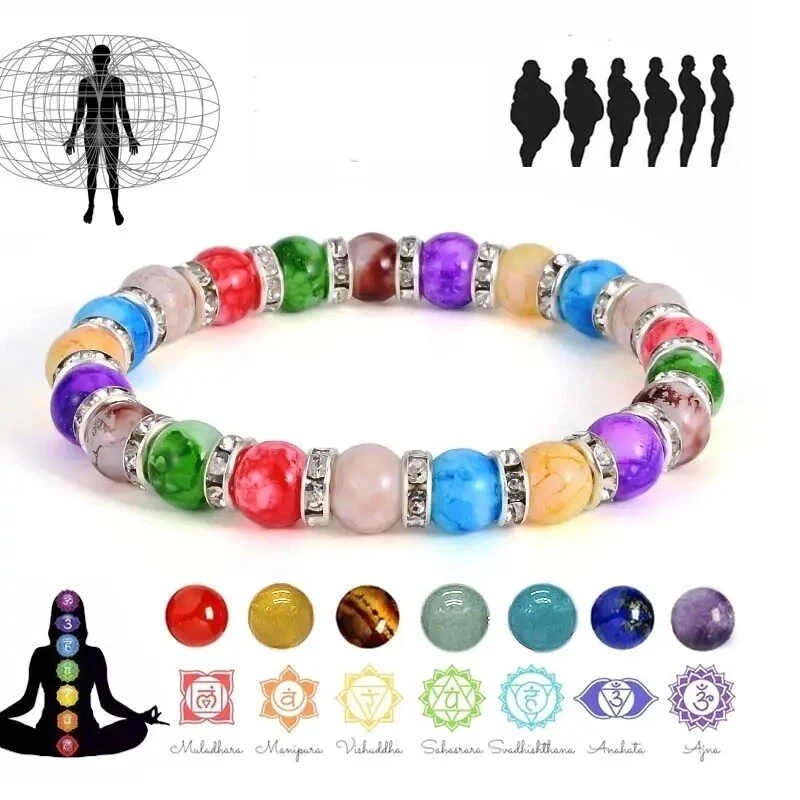 7 Chakra Armband Glücksarmband Yoga 7 Energie Farben Perlenarmband Chakren G17