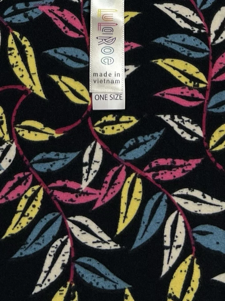Leggings LuLaRoe OS Talla Única Otoño Otoño Floral NEGRO ROSA AZUL Vines Envío Rápido Foto 4 de 4