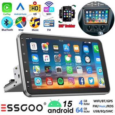DAB+ Android 15 4+64G Carplay Autoradio GPS BT 1 DIN mit 360° Drehbar Bildschirm