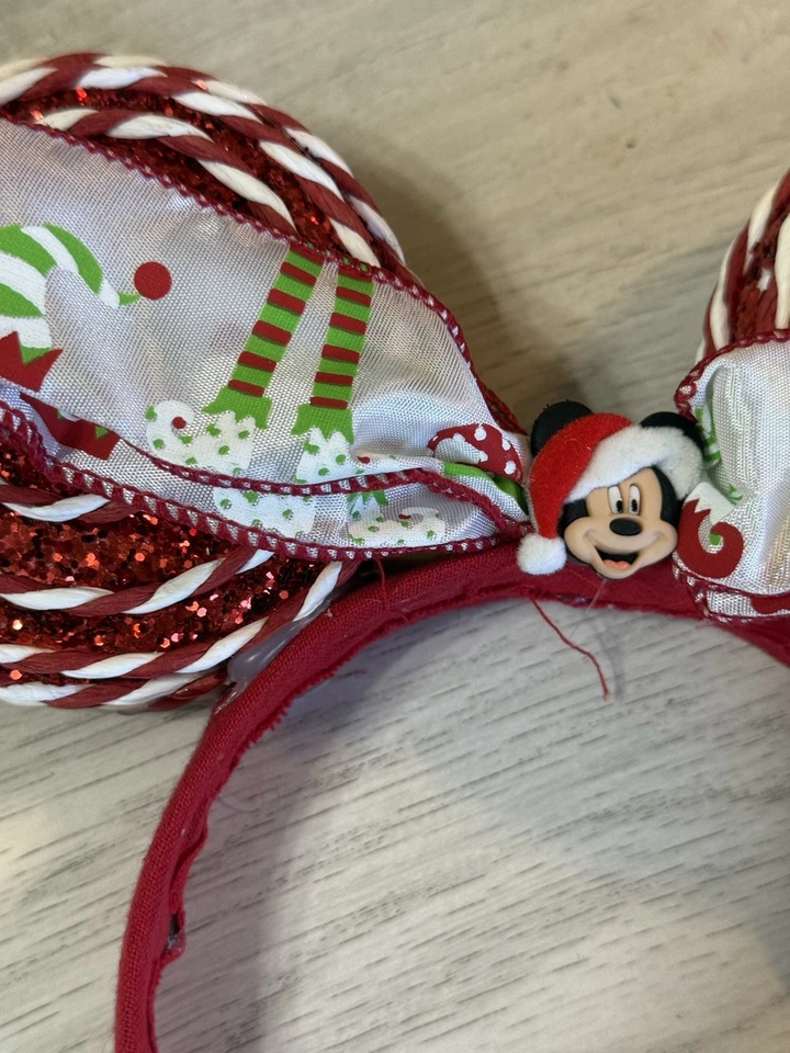 Diadema de oreja Mickey Mouse “CANDYCANE” verde rojo brillante arco MICKEY MOUSE Foto 4 de 4