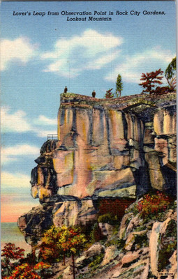 Vintage Postcard Lookout Mountain Georgia Lovers Leap Rock City Gardens