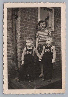 Mädchen Jungen Zwillinge 1954 - Altes Foto