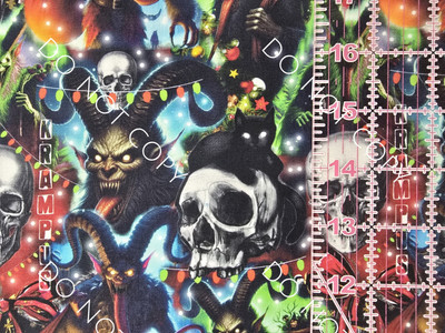 Custom 100% Cotton Woven Fabric Krampus Horror Movie By The 1/4 Yard 9x56