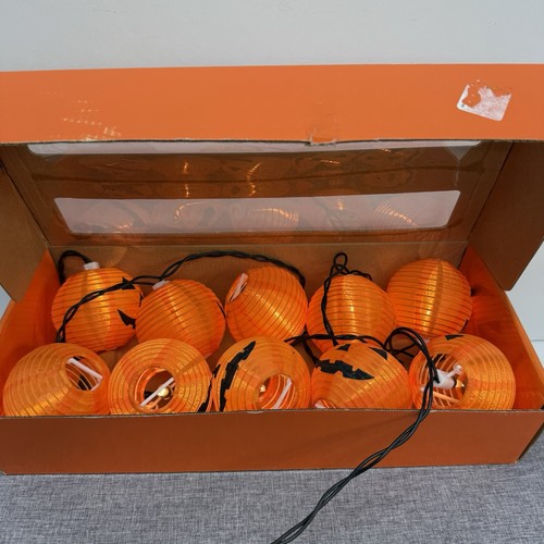 Vintage Fabric Jack-O-Lantern Light Set Of 10 Halloween EUC - Picture 2 of 9