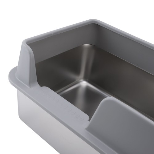 Large Gray Stainless Steel Cat Litter Pan Splash Proof 19.6in x 13.7in x 9.8in - Picture 5 of 20