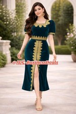 Kaftan Velvet Dark Green Gold Embroidery