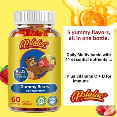 Gummy Bears Daily Multivitamin Gummies - Biotin, Zinc, Lodine-Gluten-free- 60pcs
