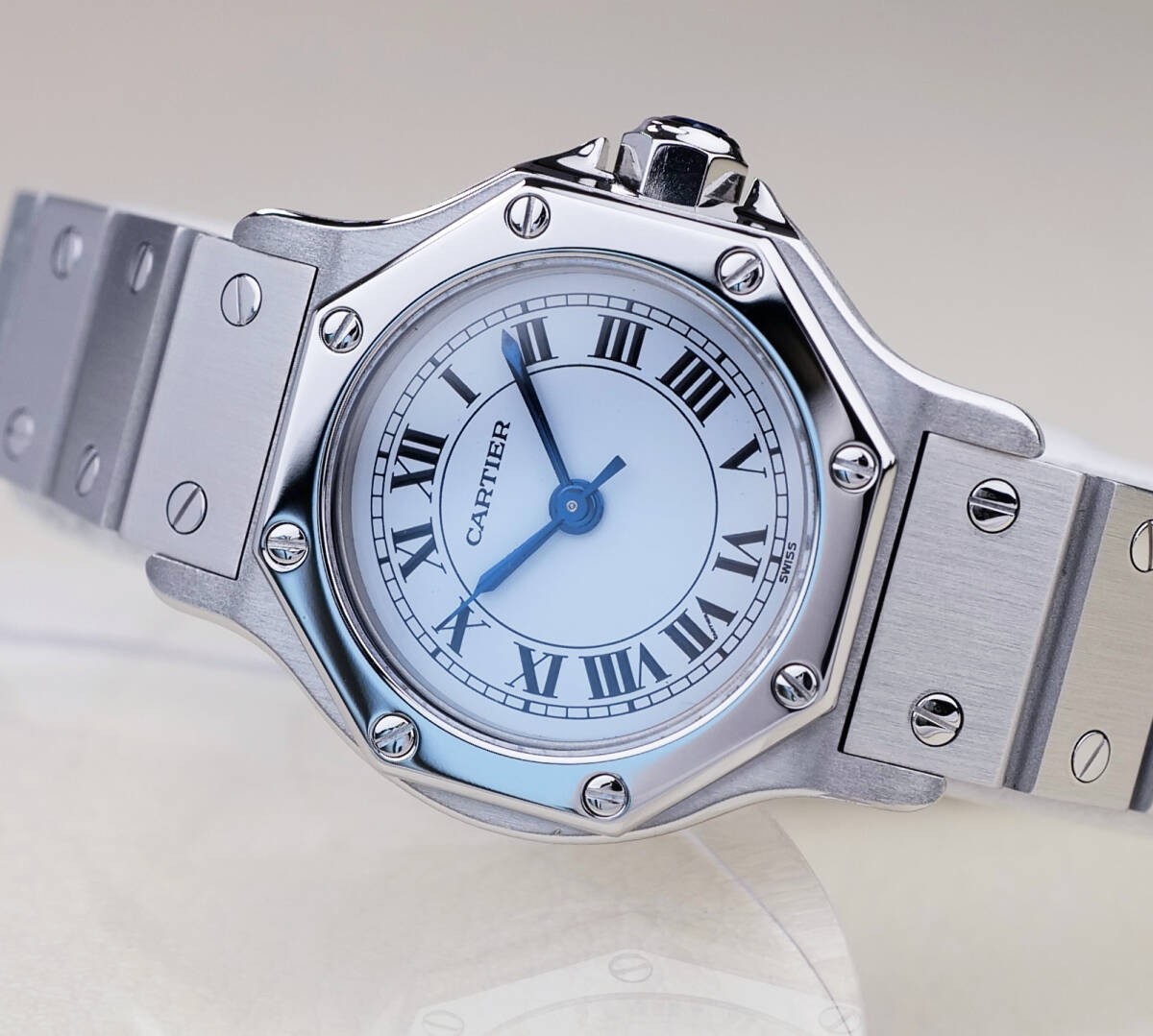Cartier Santos Octagon Silver Automatic SM Watch Men's From Japan
