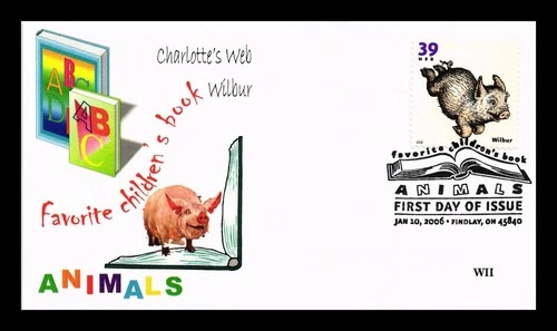 US COVER WILBUR CHARLOTTE'S WEB FAVORITE CHILDREN'S BOOK ANIMALS FIRST DAY ISSUE