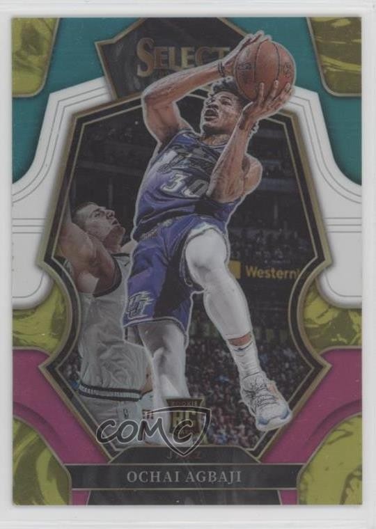 2022-23 Select Premier Level Teal White Pink Prizm 29/49 Ochai Agbaji Rookie RC