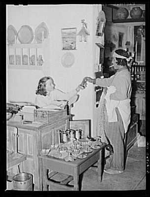 Photo:Domestic Interior Woman Feeding Child 1930s Kitchen Scene