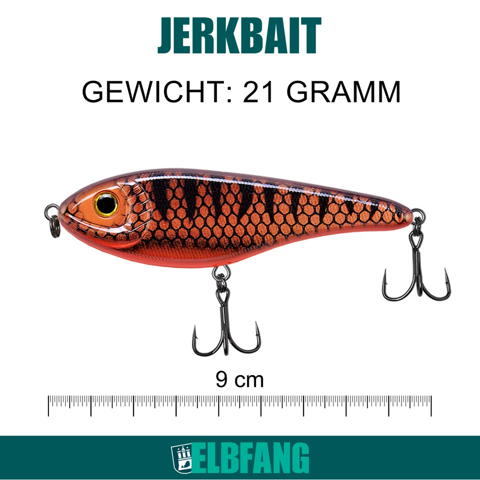 ✅ELBFANG Jerkbait Hecht Köder Set / 90mm / 21g / Kunstköder Angelset ✅ + Box - Bild 3 von 4