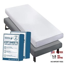 Cot Sheets 31" x 75" 2 Pack , Cot Fitted Sheet Small Single Grey and White