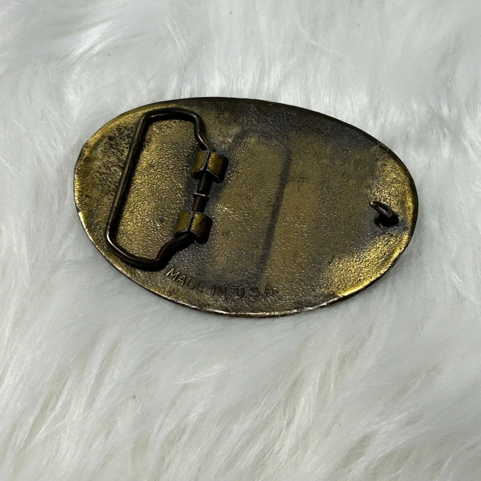 Texas State Pride Belt Buckle Western Cowboy Made in USA Gold Silver Tone Brass - Image 3 of 4