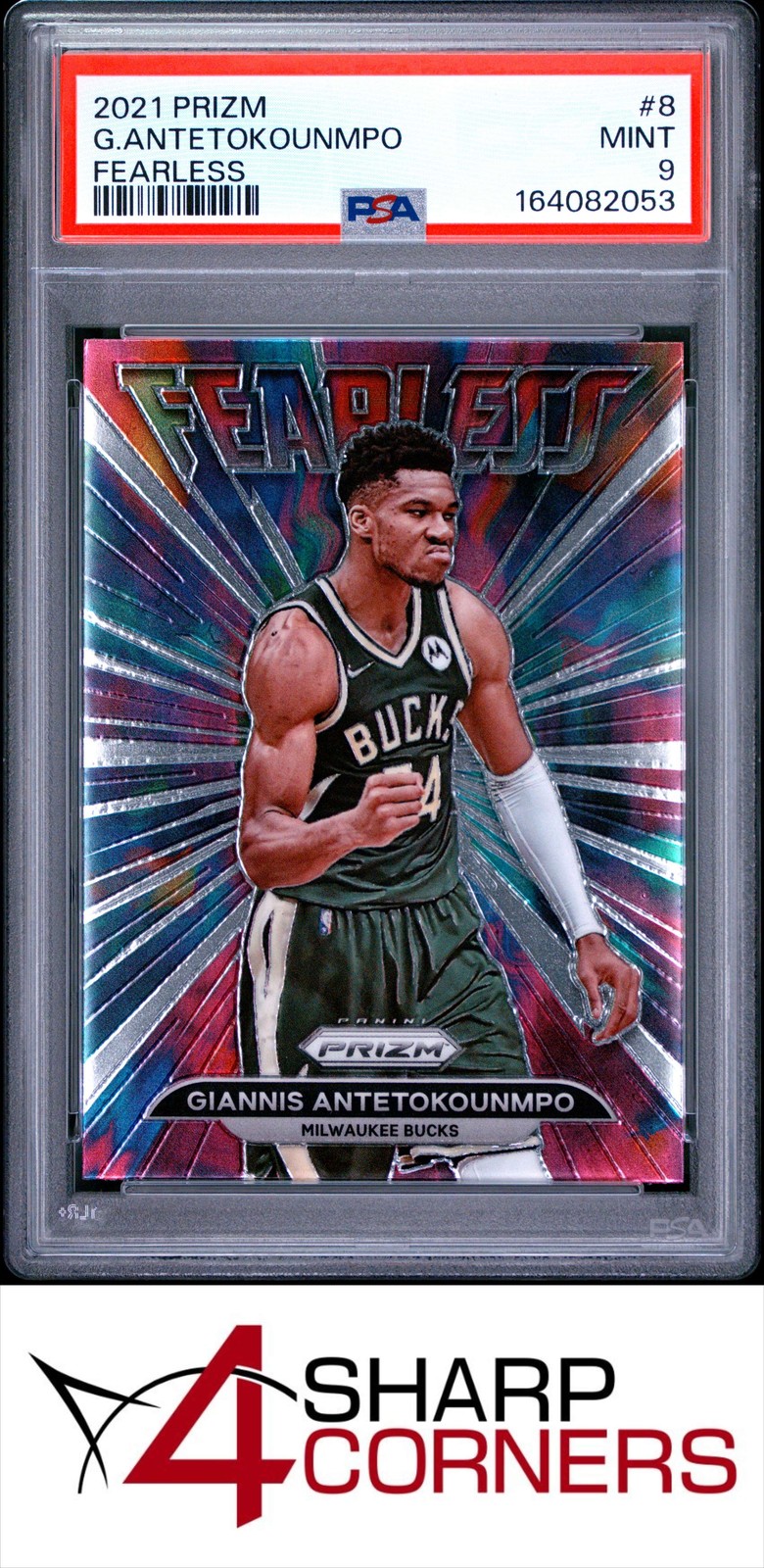 2021 PANINI PRIZM FEARLESS #8 GIANNIS ANTETOKOUNMPO POP 4 PSA 9