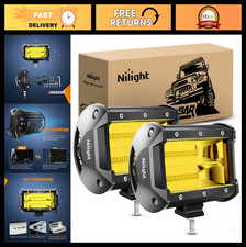 72w 5 Amber Led Off Road Lights - 10800 Lumens Flood Bar For Trucks Jeep Atv