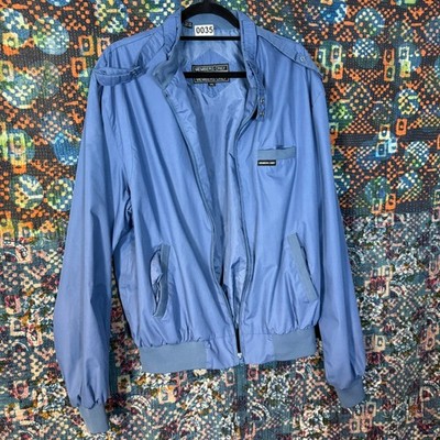 Members Only Mens Iconic Racer Jacket Blue Vintage 44L Full Zip Epaulettes