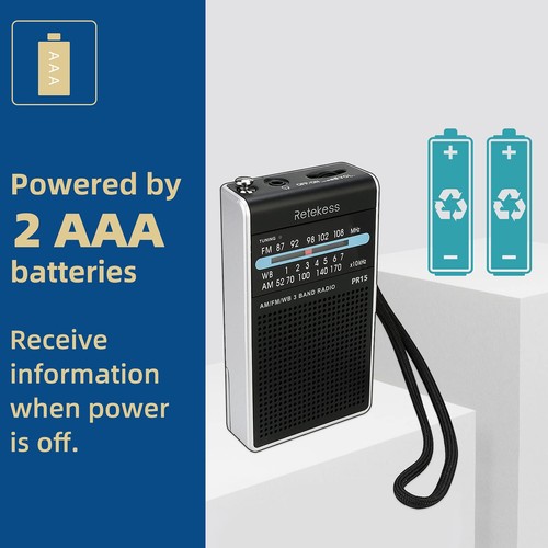 PR15 Pocket NOAA Wetterradio, AM FM Notfall Wetter Radio tragbar, littl... - Bild 4 von 9