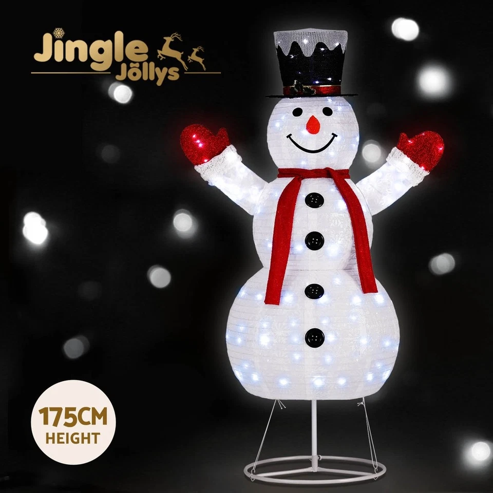 Jingle Jollys Christmas Lights 200 LED 175cm Fairy Light Snowman Decorations