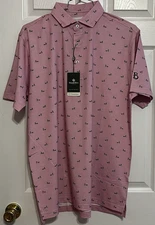 Donald Ross Men's Chicago Golf Polo, Classic Fit, Medium, Pink/Black, NWT