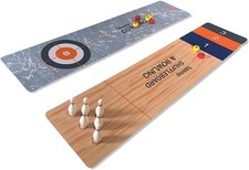 Sarini 3 in 1Table Top Shuffleboard Curling Game Bowling Set, Portable Tabletop