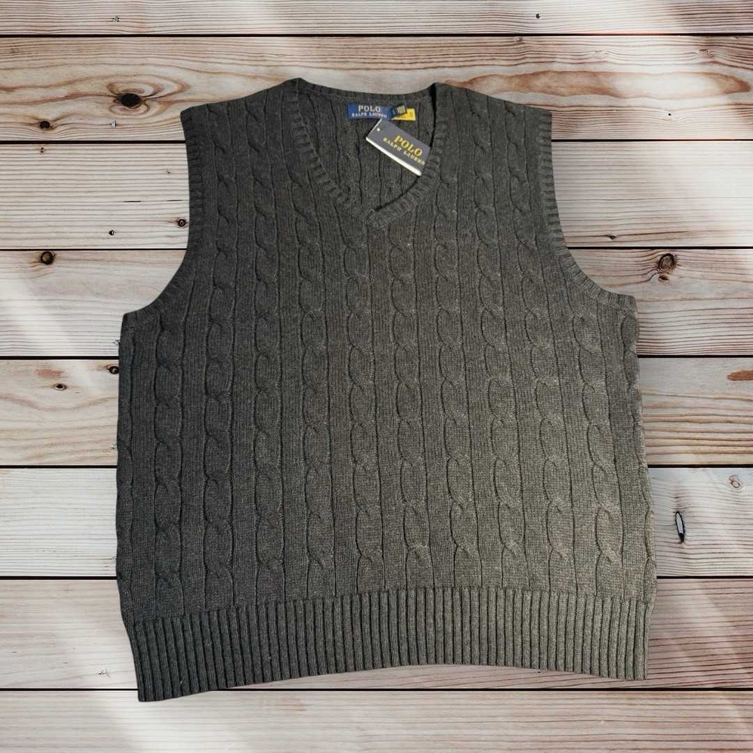 Polo Ralph Lauren Granite Grey Cable-Knit Sweater Vest S/M image 2