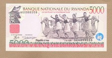 RWANDA: 5000 Francs Banknote,(UNC),P-28 ,01.12.1998,No Reserve!