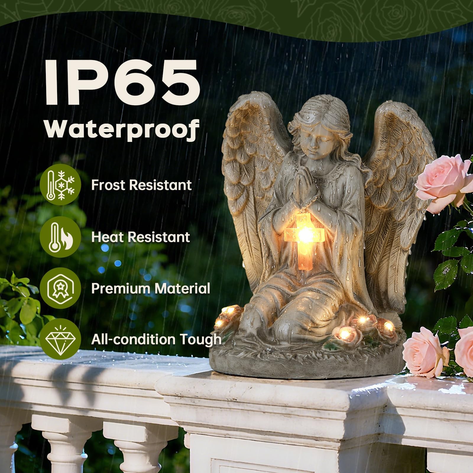 Elegant Solar-Powered Angel Garden Statue for Outdoor and Cemetery Decorations