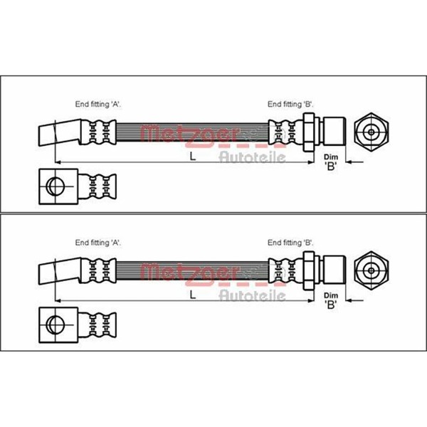 2X Metzger BremsschlÄUche Vorne Beidseitig Passend FÜR Opel Ascona Astra-image
