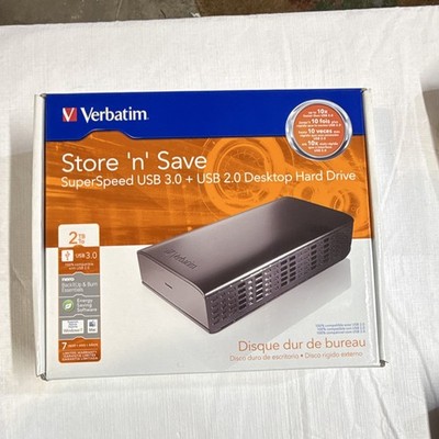 Verbatim Store 'n' Save 2TB Desktop External HDD USB 3.0/2.0 PC/Mac. SEALED