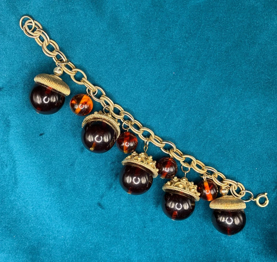 Grueso Dije Pulsera Raíz Cerveza Color Acrílico Plástico Cuentas Cuelgantes Boho 7 1/2 " Foto 2 de 3