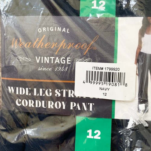 NEW WEATHERPROOF VINTAGE Mid Rise Wide Leg Stretch Corduroy Pants Navy Size 12 - Picture 2 of 5