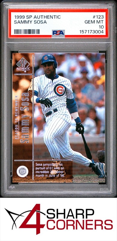 1999 SP AUTHENTIC #123 SAMMY SOSA CUBS #/2700 POP 2 PSA 10