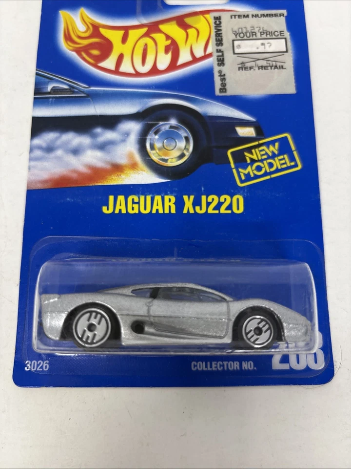 Tarjeta azul Hot Wheels 1991 #203 Jaguar XJ220 plateada nueva en tarjeta ultra hots Foto 2 de 4
