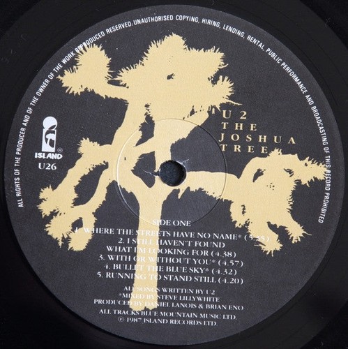 U2 - Joshua Tree - Used Vinyl Record - 77 - N12170z - Bild 4 von 5