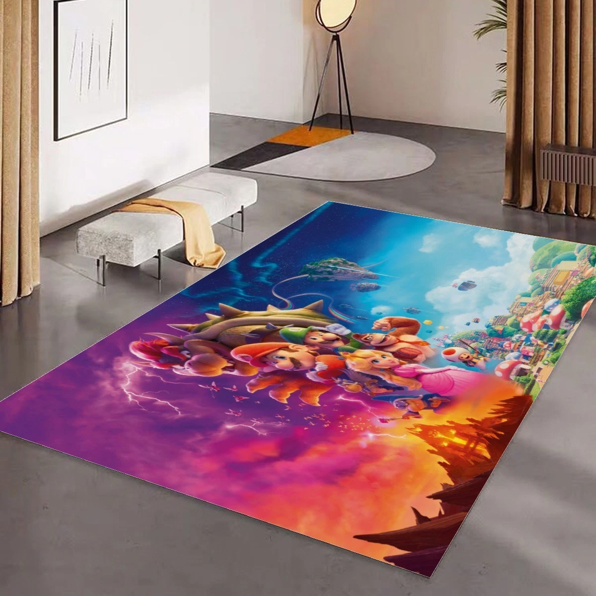 Super Mario Print Foldable Rectangular Floor Mat Rugs Anti-Skid Carpet