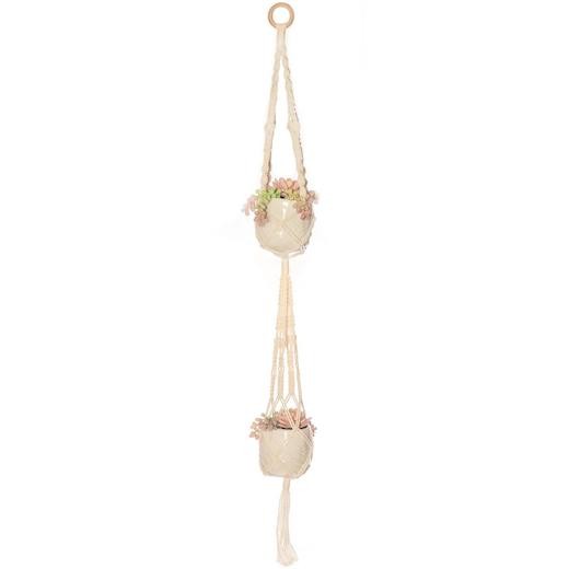 Solid Oak Macramè Decorative Hanging Kit - Double Plant Hanger MWH041
