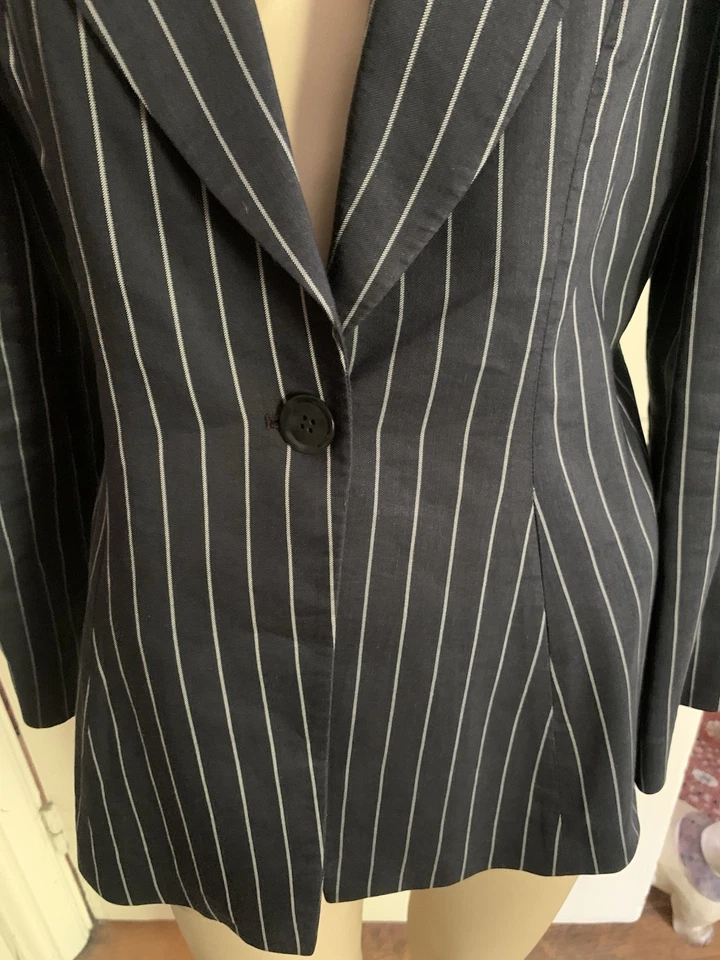 Vintage 1990s Giorgio Armani Striped Linen Jacket Blazer IT44 UK12 - Image 4 of 4
