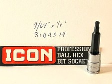 ICON Professional 9/64" x 1/4" Ball Hex Socket S1BHS14 Free USA Shipping