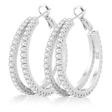Senteria S925 Sterling Silver Hoop Earrings for Women 30mm,