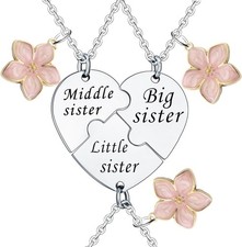 YEEQIN Sister Matching Necklaces - Big, Middle  Little Sister Gifts Set