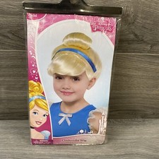 Cinderella Princess Wig Child Size Disney Costume Blonde Blue Ribbon Halloween