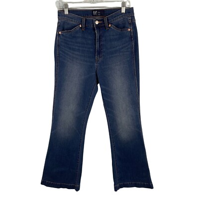 Gap Denim High Rise Flare Legs Jeans Women's 6/28 Short - Blue Medium Wash