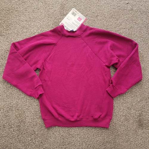 Vintage Hanes Her Way Girl's Pink Large 14-16 Crewneck Sweatshirt Solid NOS USA - Picture 12 of 15