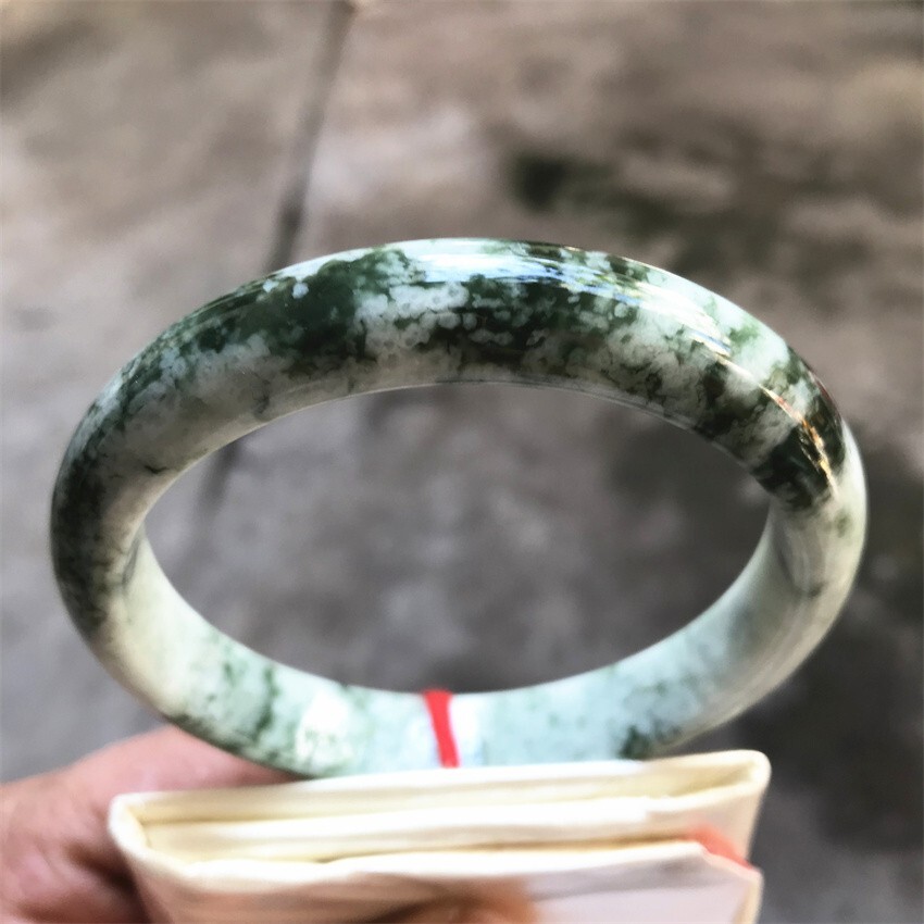 63mm Natural Green Jadeite Jade Bracelets Burma Emerald Jade Bracelet