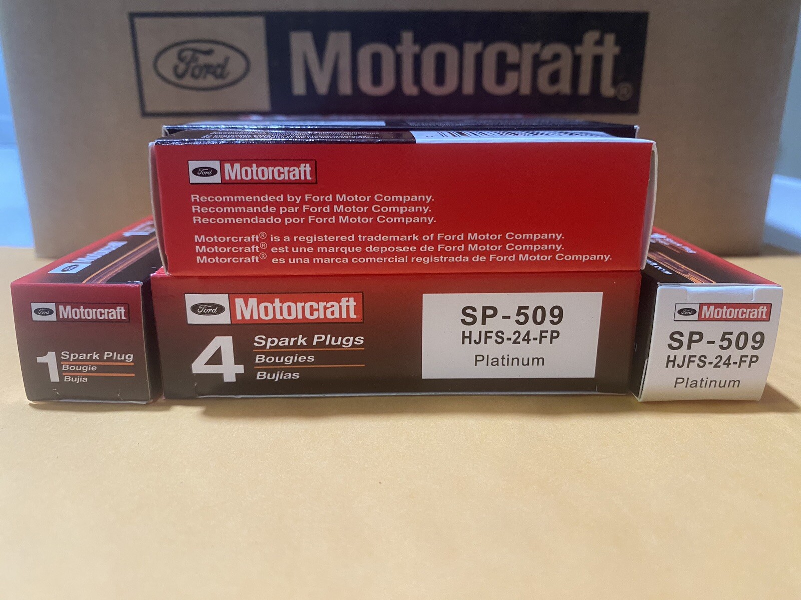 Motorcraft SP-509 HJFS-24FP Dual Platinum Spark Plugs For Ford Pack Of 8