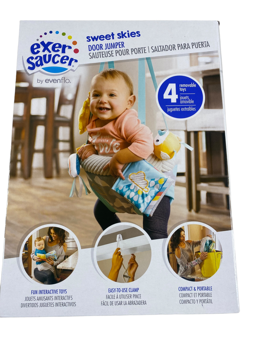 Exer Saucer By EVENFLO/ Sweet Skies Door Jumper With removable toys/NEW  IN BOX