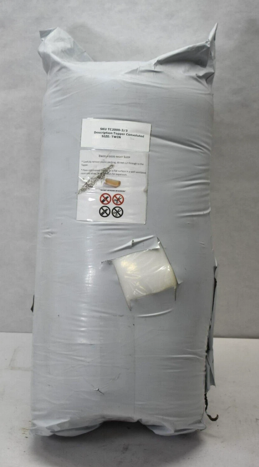 Twin Size Convoluted Mattress Topper Twin Size White Bedding Flat Surface