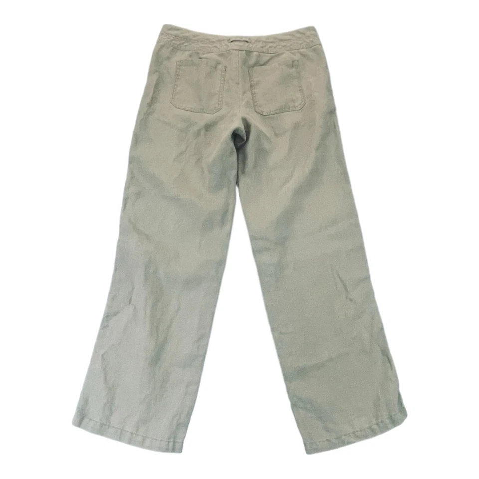 Pantalones de lino CAbi para mujer pierna media ancha cordón camel tostado caqui vacaciones Foto 3 de 4